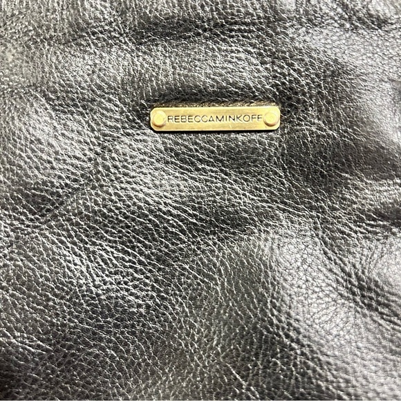 Rebecca Minkoff Black and Gold Crossbody Bag with Zipper and Fringe Details - Picture 7 of 8